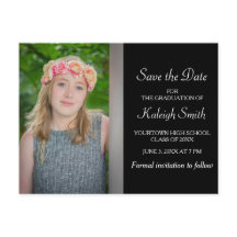 Einfache schwarze Abschluss-Save-the-Date-Karte