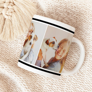 Einfache Schwarze Begleiter angepasste FotoCollage Kaffeetasse