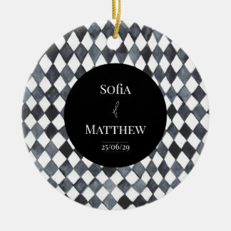 Einfache schwarze Braut und Bräutigam Hochzeit Keramik Ornament