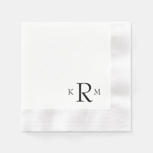 Einfache Schwarze Ecke Monogramm geprägt Serviette