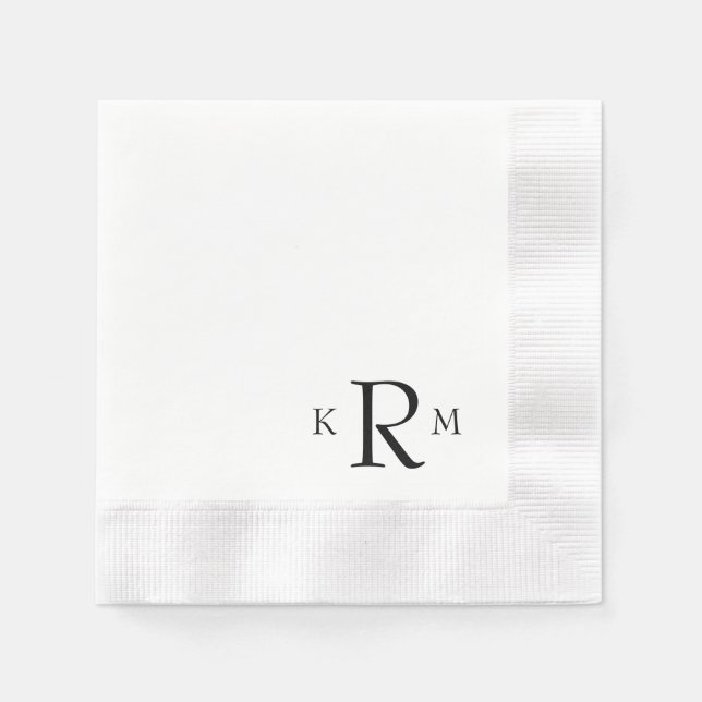 Einfache Schwarze Ecke Monogramm geprägt Serviette (Vorderseite)