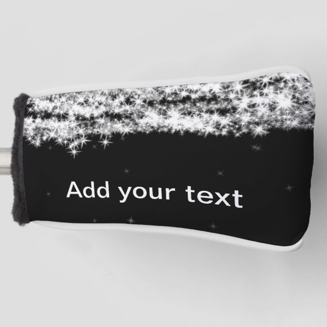 Einfache schwarze Glitzer funkelnde Sterne ergänze Golf Headcover (Vorderseite)