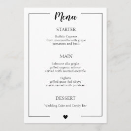 Einfache Schwarze Grenze-Kalligrafie-Hochzeit Menükarte
