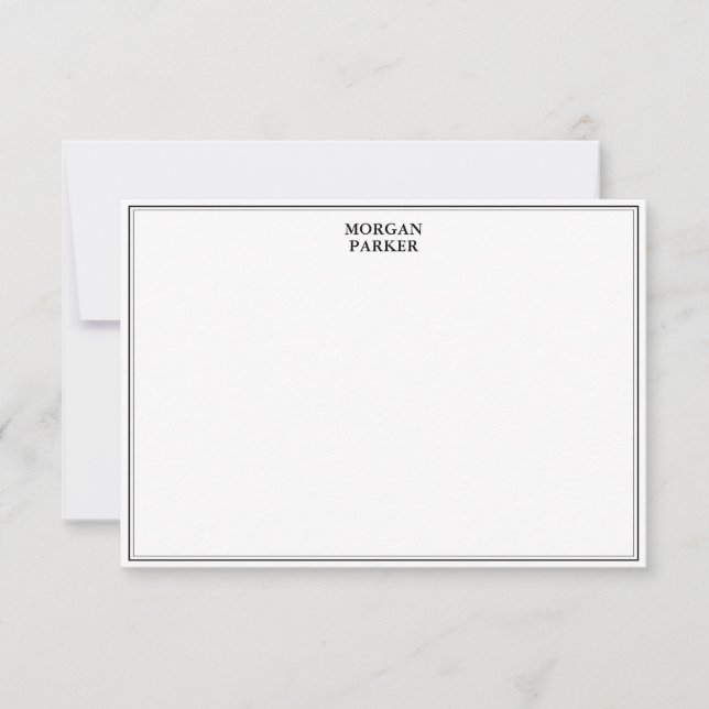 Einfache schwarze Grenze mit Name Stationery Mitteilungskarte (Vorderseite)