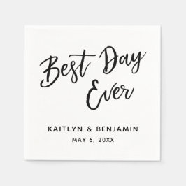 Einfache Schwarze Handschrift Bester Tag je Serviette