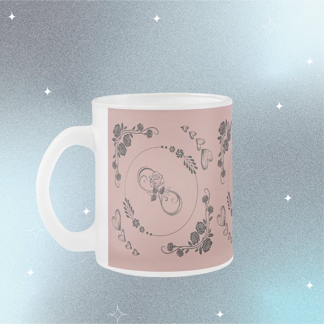 Einfache schwarze Herzen, Blüte, Unendlichkeit auf Mattglastasse (Von Creator hochgeladen)