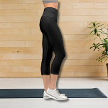 Einfache schwarze Hoch-Waisted-Schwarz Capri Leggings<br><div class="desc">Schwarz-Hochwald-Leggings für Frauen</div>