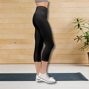 Einfache schwarze Hoch-Waisted-Schwarz Capri Leggings