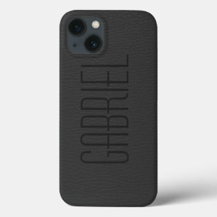 Einfache Schwarze Imitate Leather Look Monogram Case-Mate iPhone Hülle