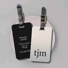 Einfache Schwarze Imitate Silver Monogram Gepäckanhänger