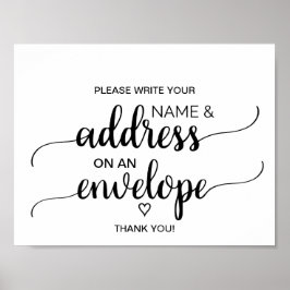 Einfache schwarze Kalligrafie-Adresse ein Umschlag Poster