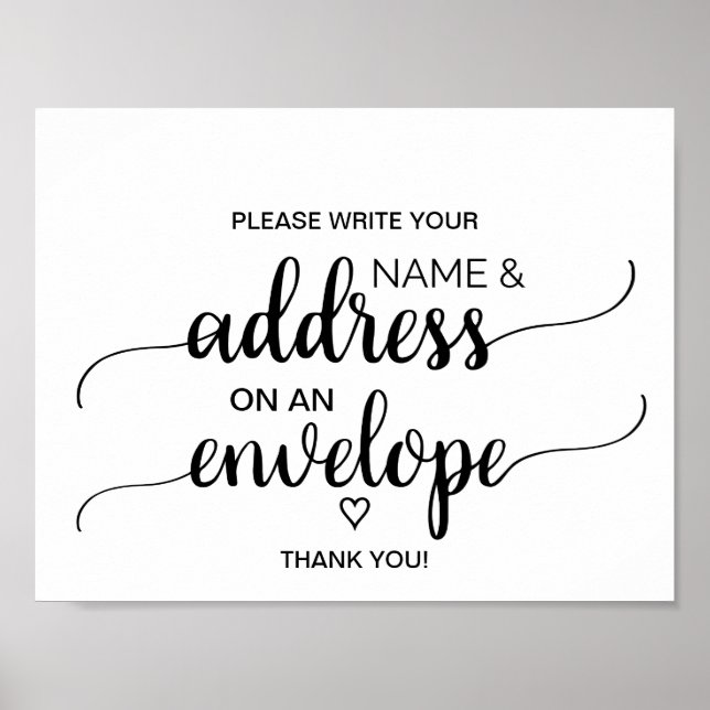 Einfache schwarze Kalligrafie-Adresse ein Umschlag Poster (Vorne)