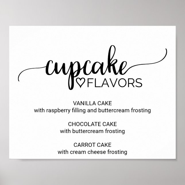 Einfache schwarze Kalligrafie Cupcake Flavors Zeic Poster (Vorne)