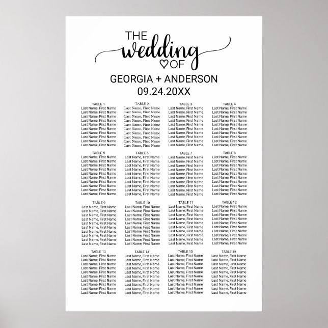 Einfache Schwarze Kalligrafie Hochzeitskarte Poster (Vorne)