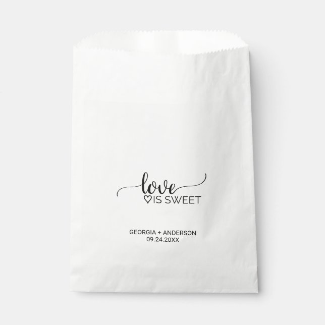Einfache Schwarze Kalligrafie "Liebe ist süß" Hoch Geschenktütchen (Vorderseite)