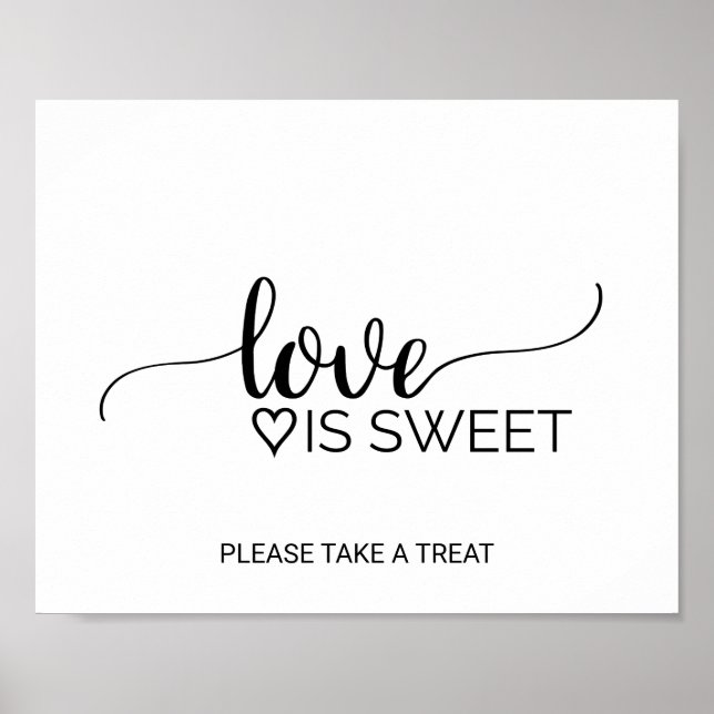 Einfache schwarze Kalligrafie-Liebe ist Sweet Sign Poster (Vorne)