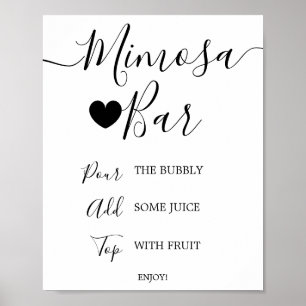 Einfache Schwarze Kalligrafie Mimosa Bar Sign Poster