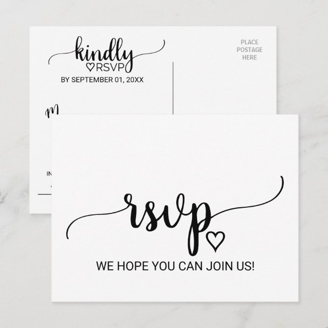 Einfache Schwarze Kalligrafie - UAWG Einladungspostkarte (Vorne/Hinten)