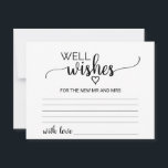 Einfache schwarze Kalligrafie wünscht gut Karten<br><div class="desc">Diese schlichte schwarze Kalligrafie ist die perfekte Handlung für einen rustikalen oder modernen Hochzeitsempfang oder Brautparty. Das minimalistische Design besticht durch einen eleganten Schriftart mit Pinselskripten und ein reizendes Frauenherz. Personalisieren Sie diese Karten mit dem Namen der Braut und Bräutigam. Nun wünscht Zeichen wird separat verkauft.</div>
