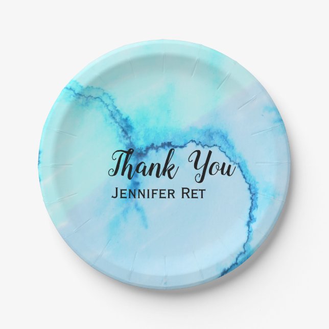 einfache schwarze Kalligraphie, danke hinzufügen Pappteller (Vorderseite)