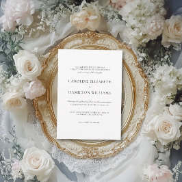 Einfache Schwarze Kalligraphie Elegante White Wedd Einladung