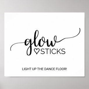 Einfache schwarze Kalligraphie Glow Sticks Zeichen Poster