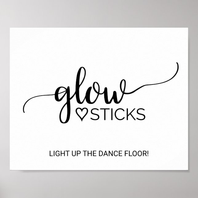 Einfache schwarze Kalligraphie Glow Sticks Zeichen Poster (Vorne)