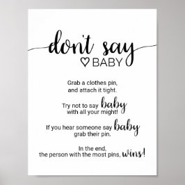 Einfache schwarze Kalligraphie sagt kein Baby-Zeic Poster