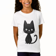 Einfache schwarze Katzenillustration süße Kawaii-K