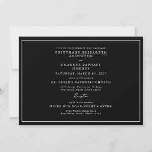 Einfache Schwarze keine Eltern aufgeführt Hochzeit Einladung