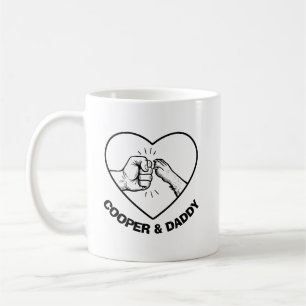 Einfache schwarze Kontur Hund und Vater Faustschla Kaffeetasse