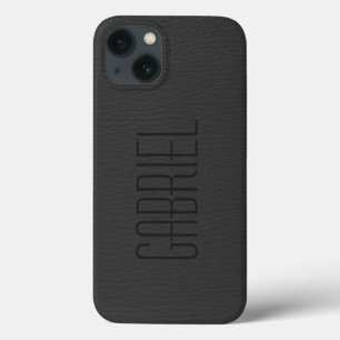 Einfache schwarze Kunstleder-Optik Monogramm iPhon Case-Mate iPhone Hülle