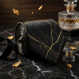 Einfache schwarze Marmortextur mit dezenter Goldad Krawatte