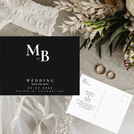 Einfache Schwarze Monografie speichern das Datum Ankündigungspostkarte