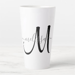 Einfache schwarze Monogram, Grauer Skriptname Benu Milchtasse