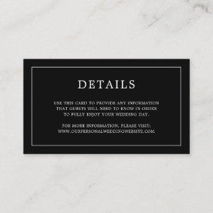Einfache Schwarze Monogramm Elegante Hochzeit Begleitkarte