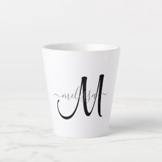Einfache schwarze Monogramm, Graue Skriptbezeichnu Milchtasse