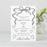Einfache schwarze Ribbon Herz Bridal Dusche Einlad