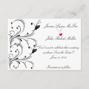 Einfache Schwarze Schmetterlingsscroll Save the Da Date