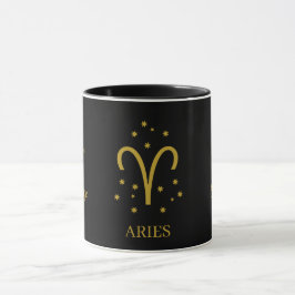 Einfache schwarze und goldene Aries-Zodiak-Kaffee Tasse