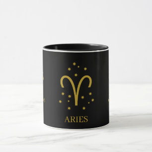 Einfache schwarze und goldene Aries-Zodiak-Kaffee Tasse