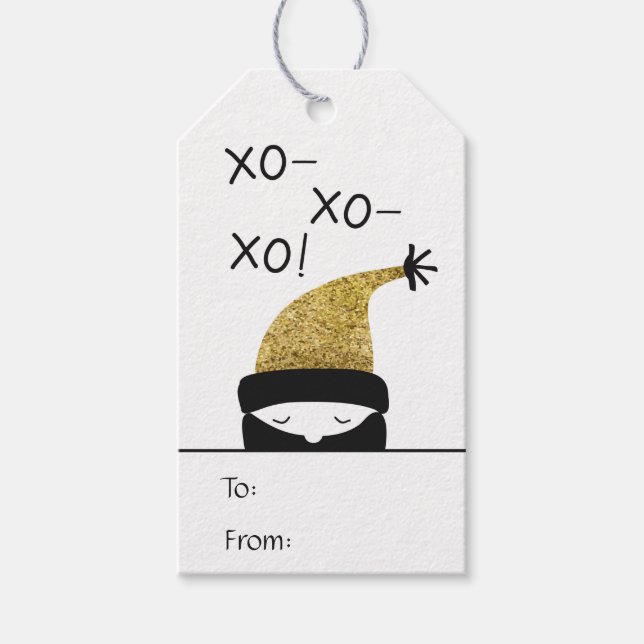 Einfache schwarze und goldene xoxo Winterkappe von Geschenkanhänger (Vorderseite)