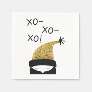 Einfache schwarze und goldene xoxo Wintermütze Serviette