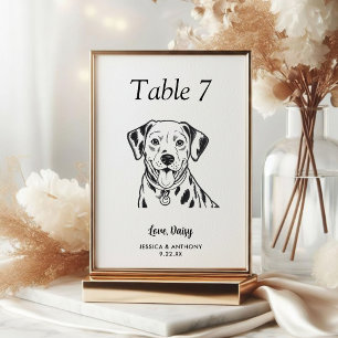 Einfache schwarze und weiße Hundehochzeit Tischnummer