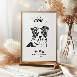Einfache schwarze und weiße Hundehochzeit  Tischnummer