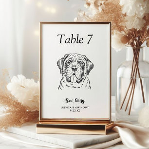 Einfache schwarze und weiße Hundehochzeit Tischnummer