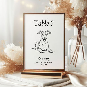Einfache schwarze und weiße Hundehochzeit Tischnummer