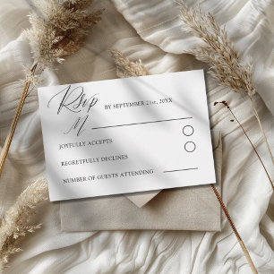 Einfache schwarze und weiße Kalligrafie-Hochzeit RSVP Karte