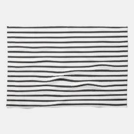 Einfache schwarze und weiße Streifen Geschirrtuch