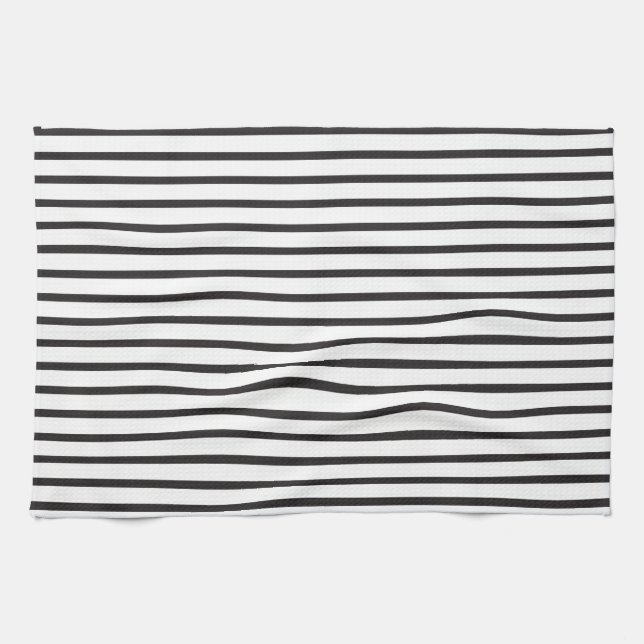 Einfache schwarze und weiße Streifen Geschirrtuch (Horizontal)